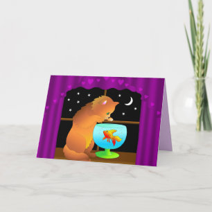 carte de voeux de chat curieux