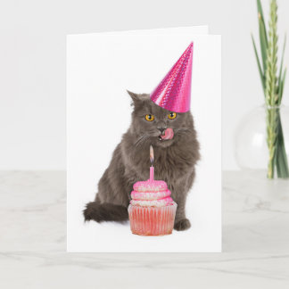 Carte de voeux de chat de fête d'anniversaire