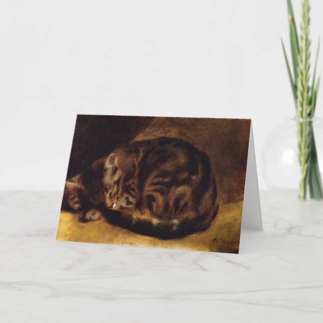 Carte de voeux de chat de sommeil de Renoir (Devant)