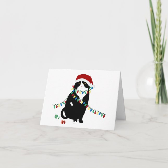 Carte de vœux de chat écossais plié père Noël (Devant)