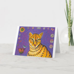 Carte de voeux de chat en or africain