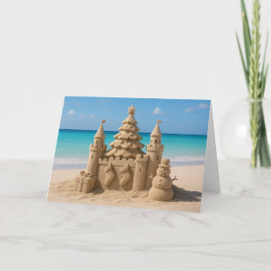 Carte de vœux de château de sable de Noël