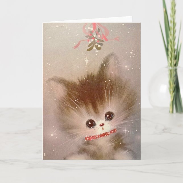 Carte de voeux de chaton de Noël (Devant)