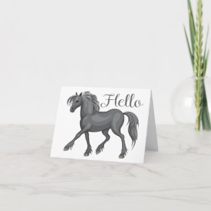 Carte de vœux de cheval gris mignon Équitation Che