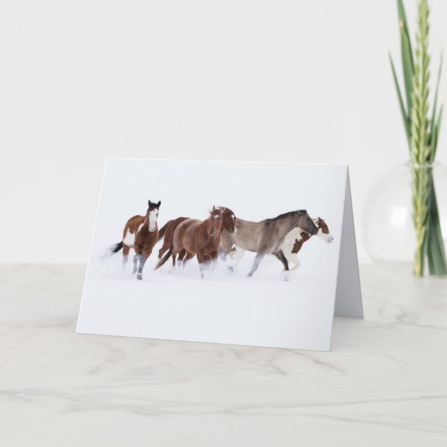 Carte de vœux de cheval Mars enneigé II (Devant)