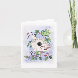 Carte de voeux de Chickadee (blanc à l'intérieur)