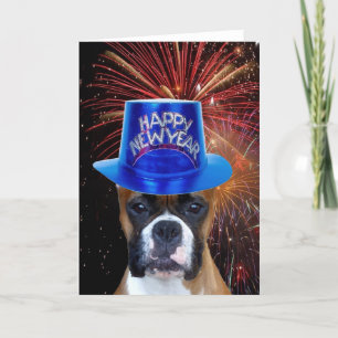 Carte de vœux de chien Boxer pour le Nouvel An