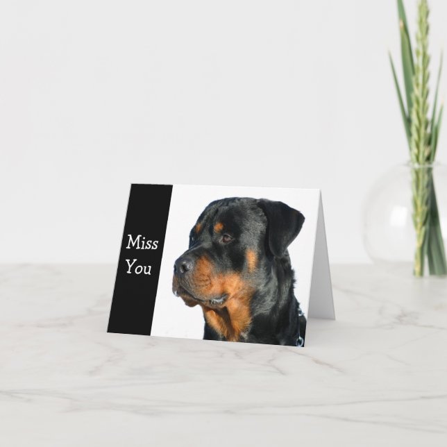 Carte de voeux de chien Miss You Rottweiler - Vers (Devant)