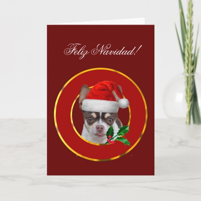 Carte de voeux de chiot de chiwawa de Feliz (Devant)