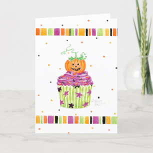 Carte de voeux de Citrouille Cupcake d'Halloween