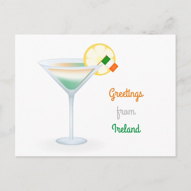 Carte de vœux de cocktail de salutations d'Irlande (Devant)