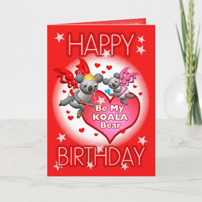 Carte de voeux de coeurs de koala de joyeux (Devant)
