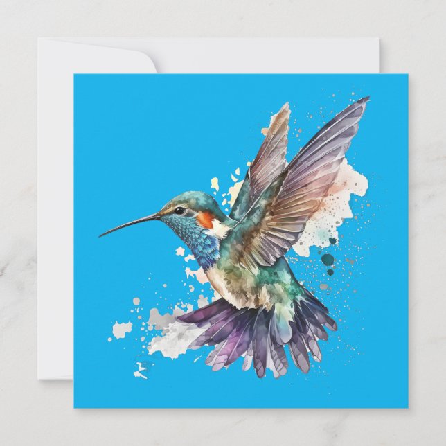 Carte de voeux de colibri d'aquarelle (Devant)