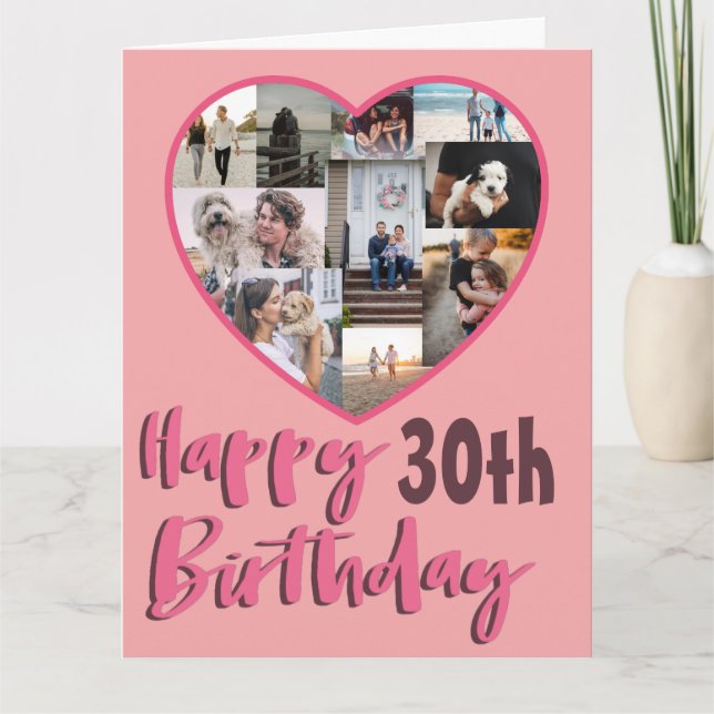 Carte de voeux de collage photo d'anniversaire 30  (Devant)
