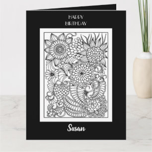 Carte de vœux de coloriage pour un anniversaire am