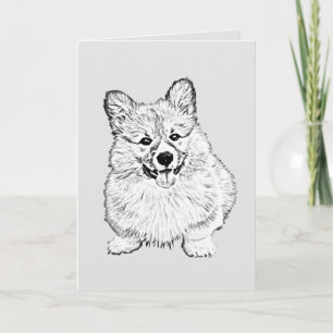 Carte de voeux de Corgi gallois noir/blanc adorabl