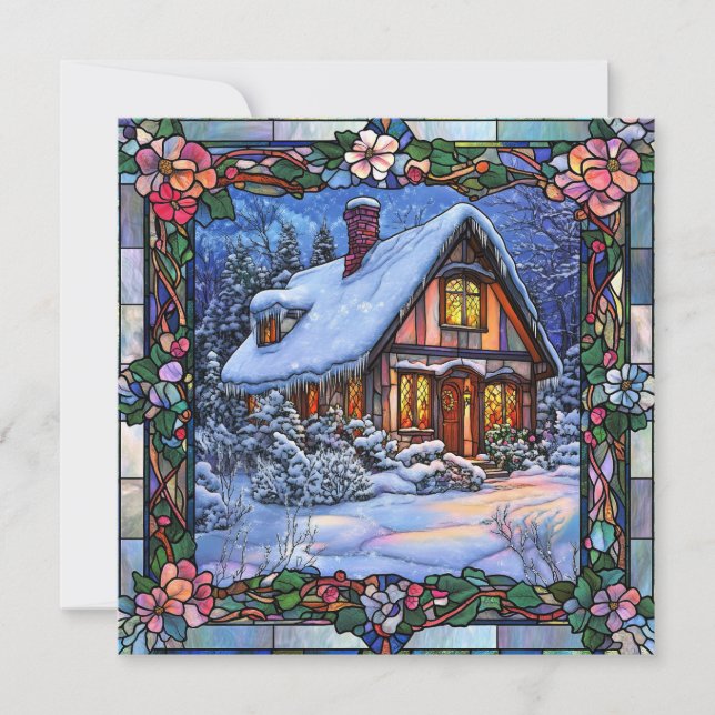 Carte de vœux de cottage d'hiver (Devant)