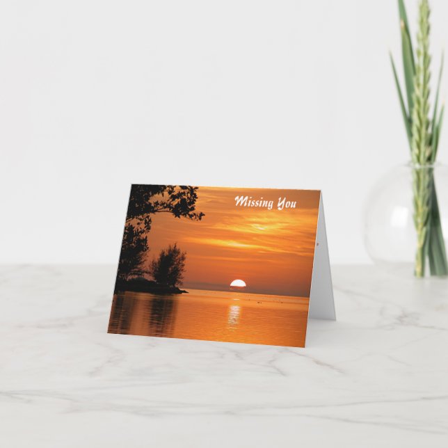 Carte de voeux de coucher de soleil océanique manq (Devant)