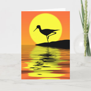 Carte de voeux de coucher du soleil de Flamant