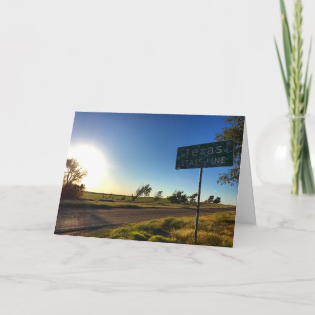 carte de voeux de coucher du soleil sur la ligne d (Devant)