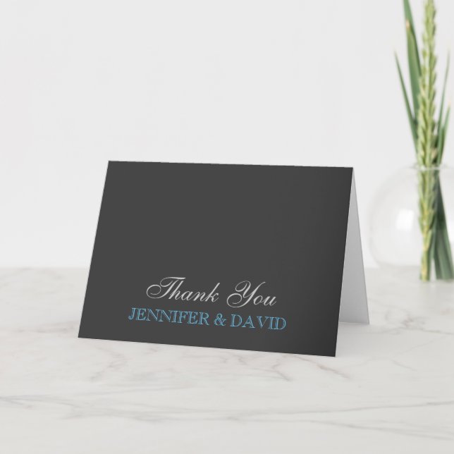 Carte de vœux de couleur gris bleu Merci (Devant)