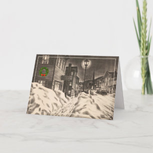 Carte de voeux de couronne de rue de village par u