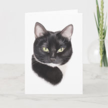 Carte de voeux de dessin de chat noir