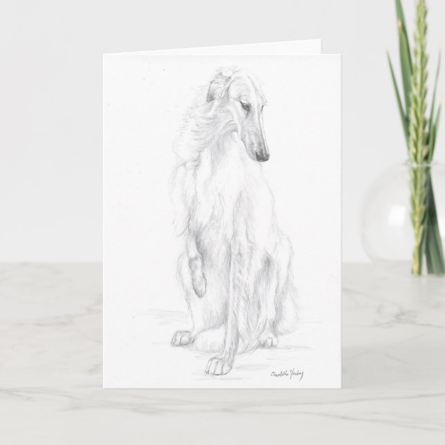 Carte de voeux de dessin de chien au crayon de Bor (Devant)