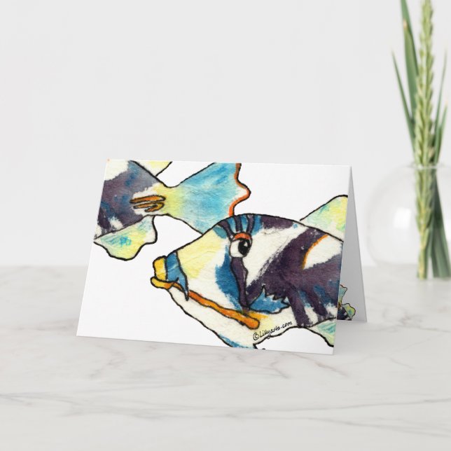 Carte de voeux de dessin de poissons de bande (Devant)