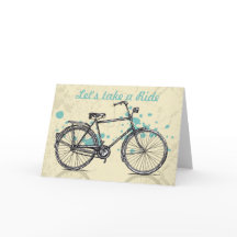 Carte de voeux de dessin de vélo vintage