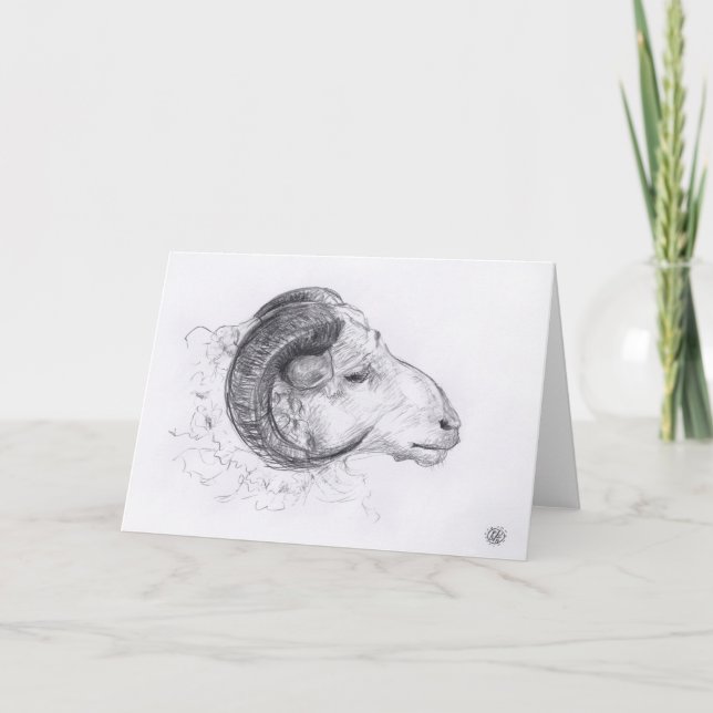 Carte de voeux de dessin original Ram (Devant)