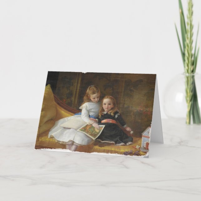 Carte de voeux de deux jeunes filles victoriennes  (Devant)