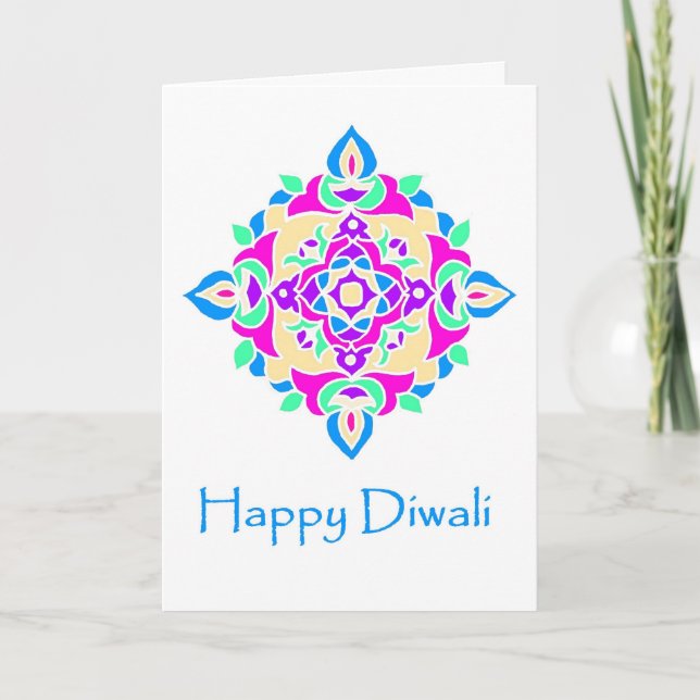 Carte de voeux de Diwali avec le motif de Rangoli (Devant)
