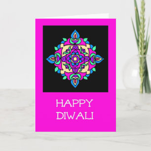 Carte de voeux de Diwali avec le motif de Rangoli