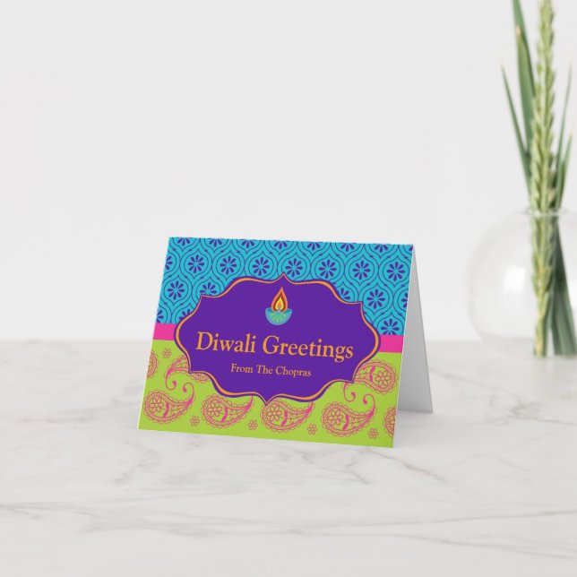 Carte de voeux de Diwali avec le texte editable (Devant)