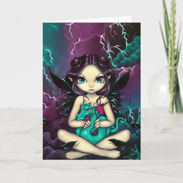 Carte de voeux "de dragon de tempête d'animal (Devant)