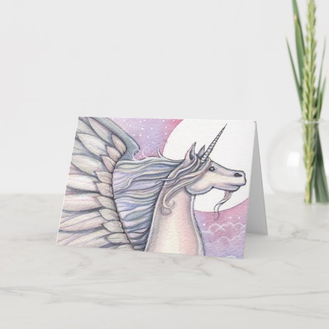 Carte de vœux de fantasy de licorne (Devant)