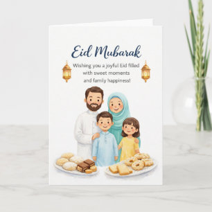 Carte de voeux de fête de l'Aïd el-Fitr en famille