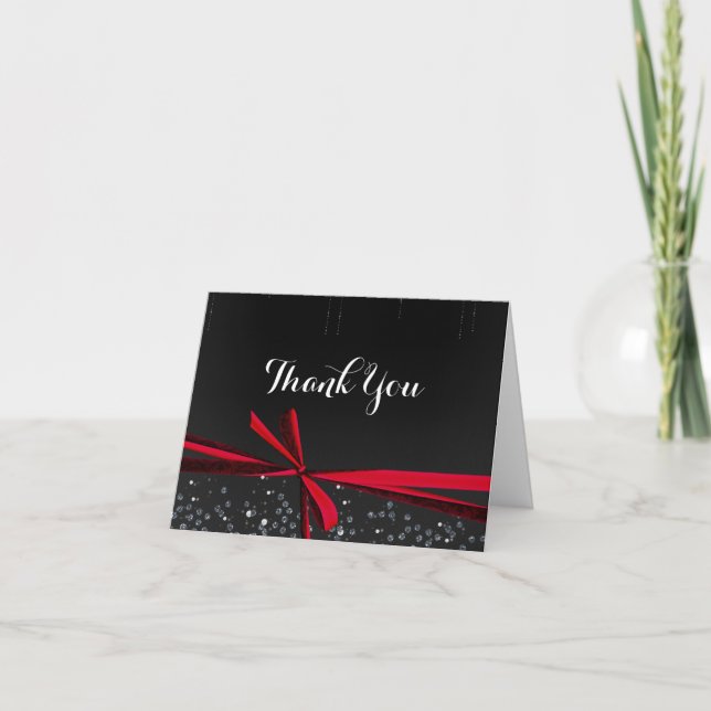 Carte de vœux de fête de vacances Red Bow Sparkle  (Devant)
