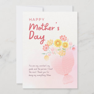 Carte de vœux de fête des mères aquarelle rose