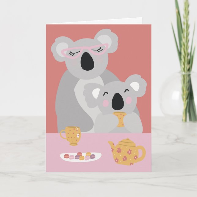 Carte de vœux de fête des mères Koala Tea Time Mig (Devant)