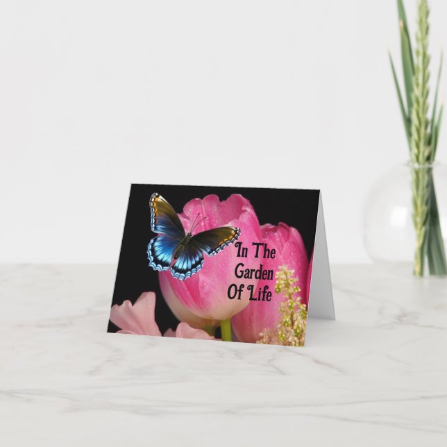 Carte de vœux de fête des mères Papillon Bleu (Devant)