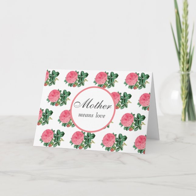 Carte de vœux de fête des mères Rose rose joyeuse (Devant)