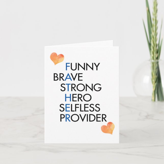 Carte de vœux de fête des pères avec l'acronyme Pa (Devant)