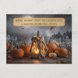 Carte de vœux de fête d'Halloween célébrant avec u