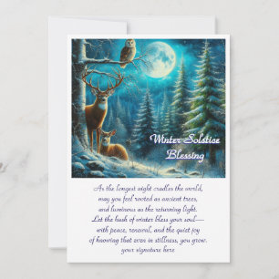 Carte de vœux de fête du cerf au solstice d'hiver
