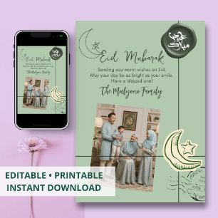 Carte de voeux de fête Eid Mubarak avec photo de f