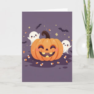 Carte de vœux de fête Halloween mignonne et effray