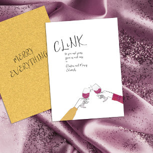 Carte de vœux de fête – « Tchin » Verre à vin Accl