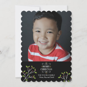 Carte de Vœux de Fêtes aux Branches de Houx